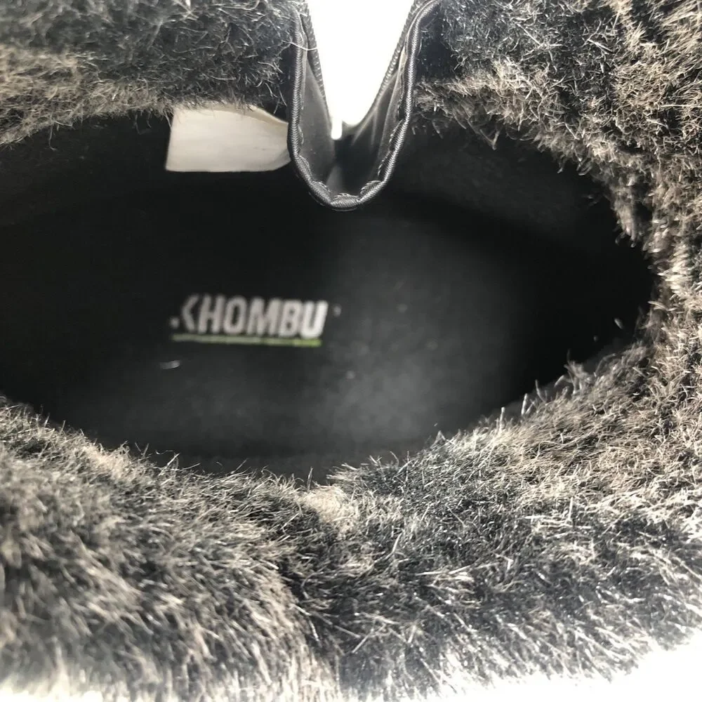 Khombu Bonnie Suede All Weather Ankle Boots Womens 10 Black Faux Fur Shearling